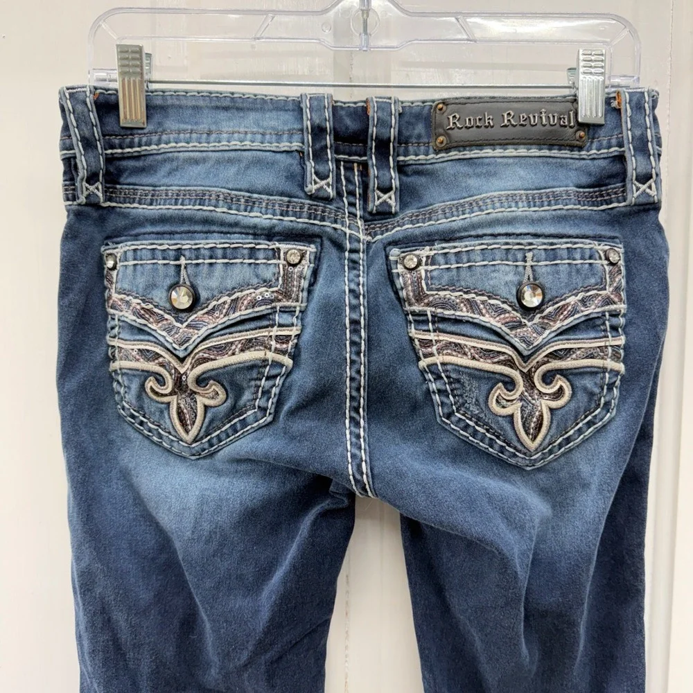 Rock Revival Arisa Womens 28 Thick Stitch Embellished Skinny Denim Jeans